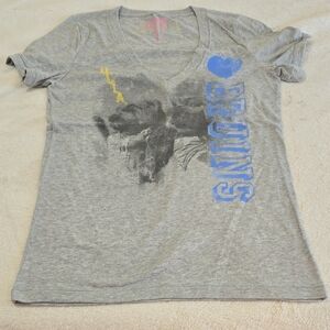 Gray Graphic V-Neck Women's Top